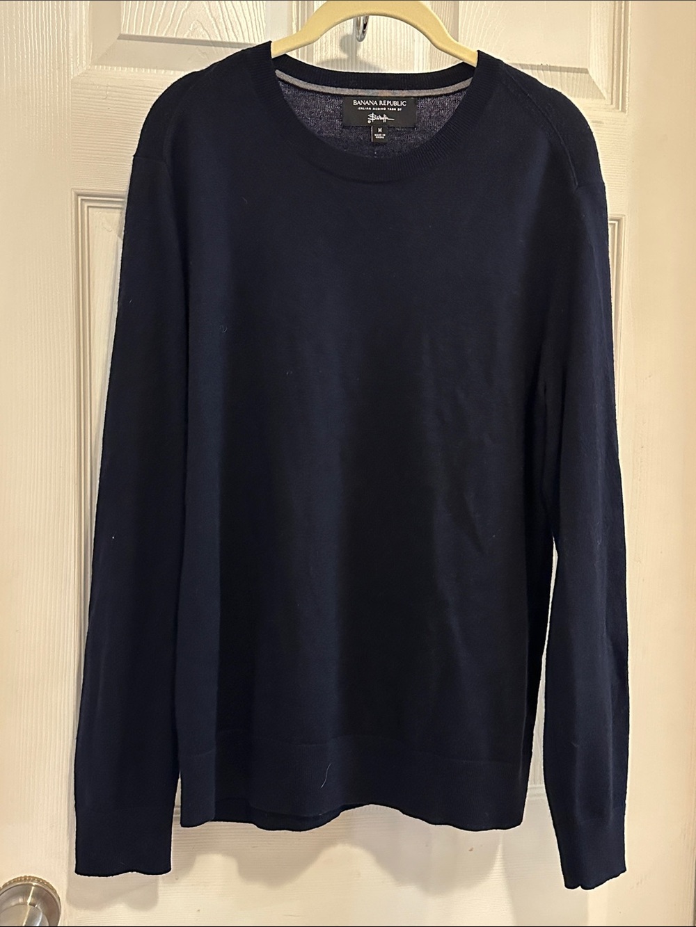 Banana Republic Italian Merino Baruffa Wool Men’s Dark Navy Crewneck Sweater - Picture 1 of 3